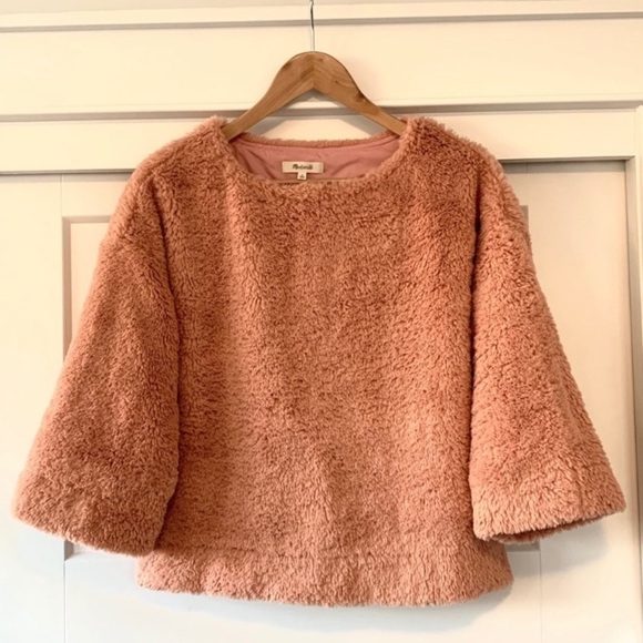 Madewell pink faux fur furry fuzzy sweater‎ top size M - Picture 5 of 9